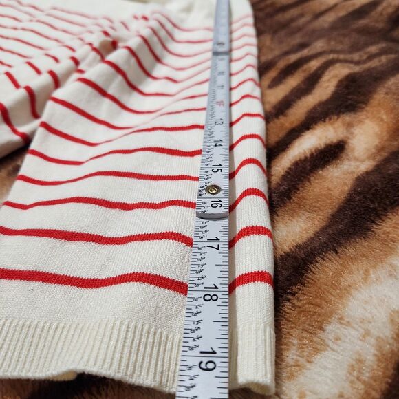 Hm Top Sweater Size XXL Ivory Red Striped - Picture 2 of 10